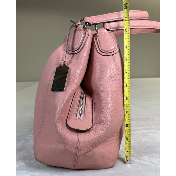 Coach Shoulder Bag Womens Large Pink Pebbled Leather Slouchy Purse Bnfts Charity - Picture 12 of 16